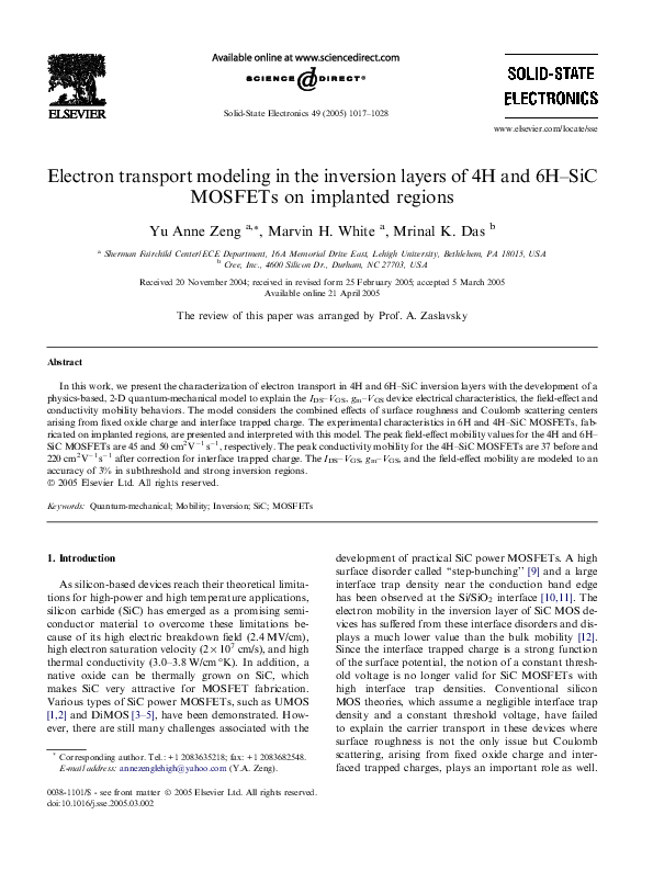 (PDF) Electron transport modeling in the inversion layers of 4H and 6H ...