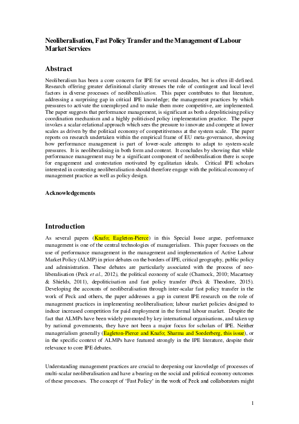 (DOC) Neoliberalisation, Fast Policy Transfer and the Management of ...