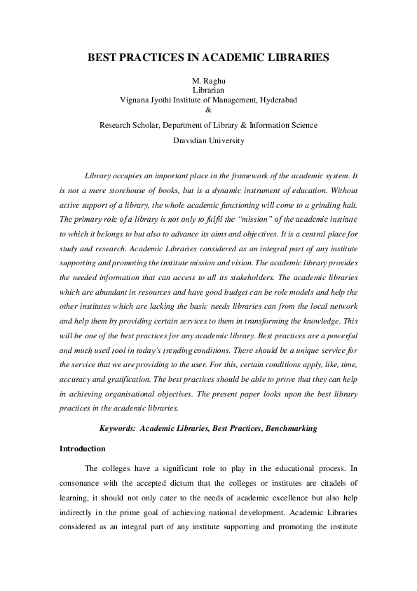 (DOC) Best Practices in Academic Libraries