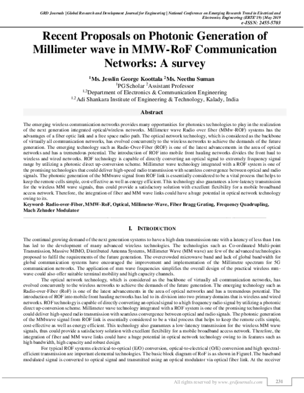 (PDF) Recent Proposals on Photonic Generation of Millimeter wave in MMW ...