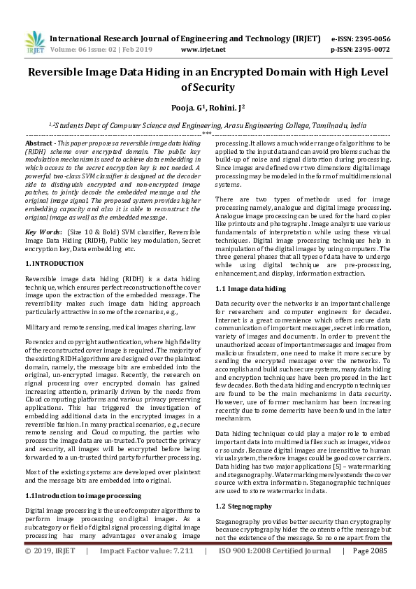 (PDF) IRJET- Reversible Image Data Hiding in an Encrypted Domain with ...