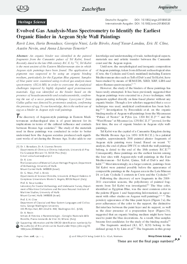 (PDF) Heritage Science Evolved Gas AnalysisMass Spectrometry to