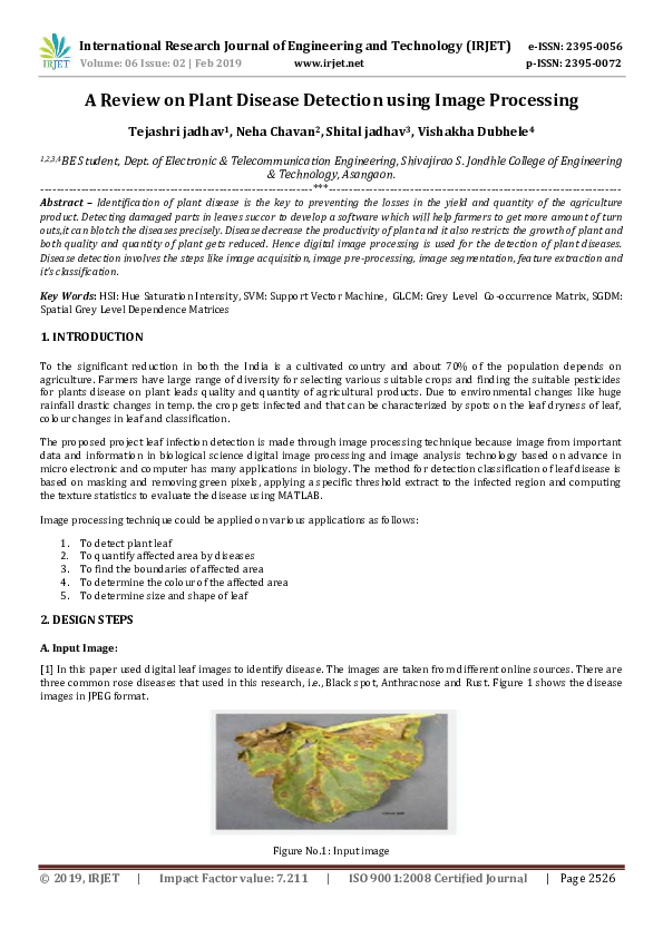 (PDF) IRJET- A Review on Plant Disease Detection using Image Processing