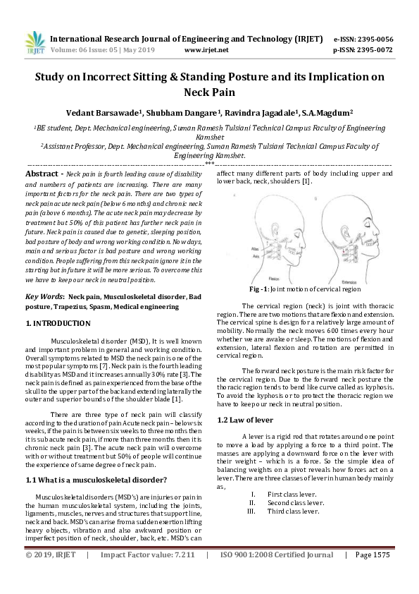 (PDF) IRJET- Study on Incorrect Sitting & Standing Posture and its ...