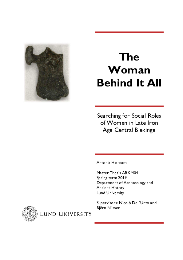 The Woman Behind It All Searching for Social Roles of Women in Late Iron Age Central Blekinge