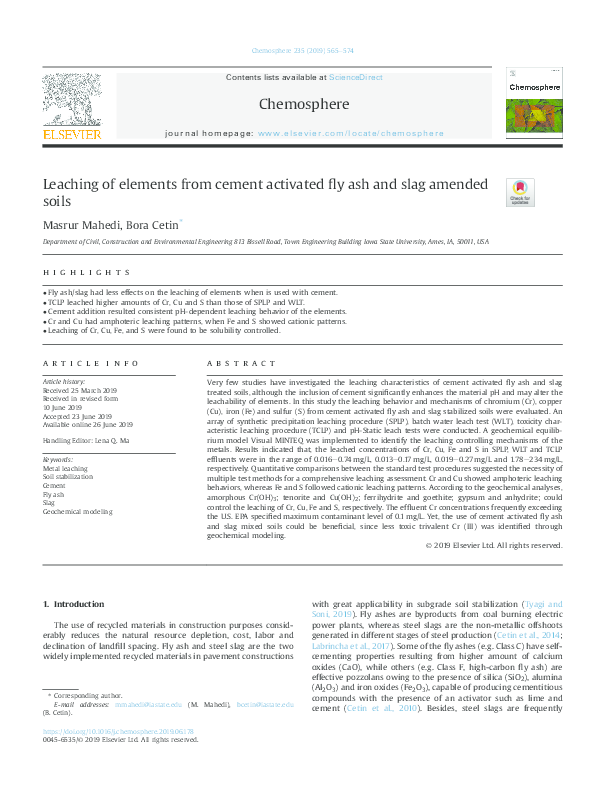 (PDF) Leaching of elements from cement activated fly ash and slag ...