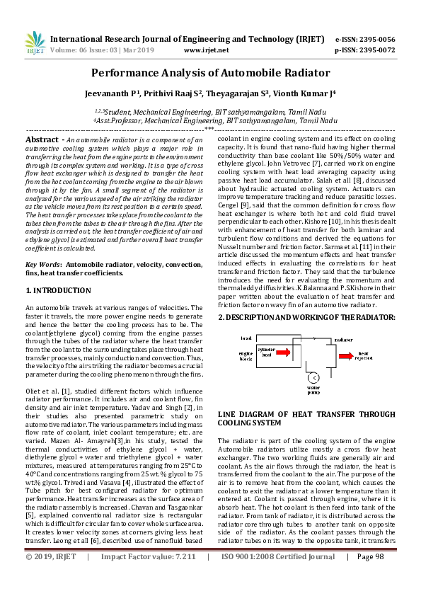 (PDF) Performance Analysis of Automobile Radiator