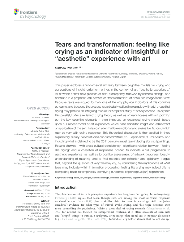 (PDF) Tears and transformation: feeling like crying as an indicator of ...