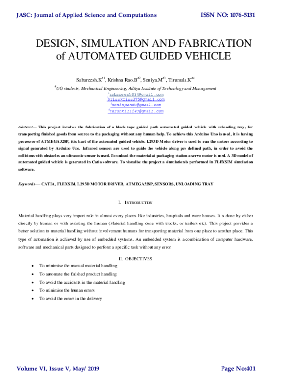 (PDF) Design Simulation and Fabrication of Automated Guided Vehicle