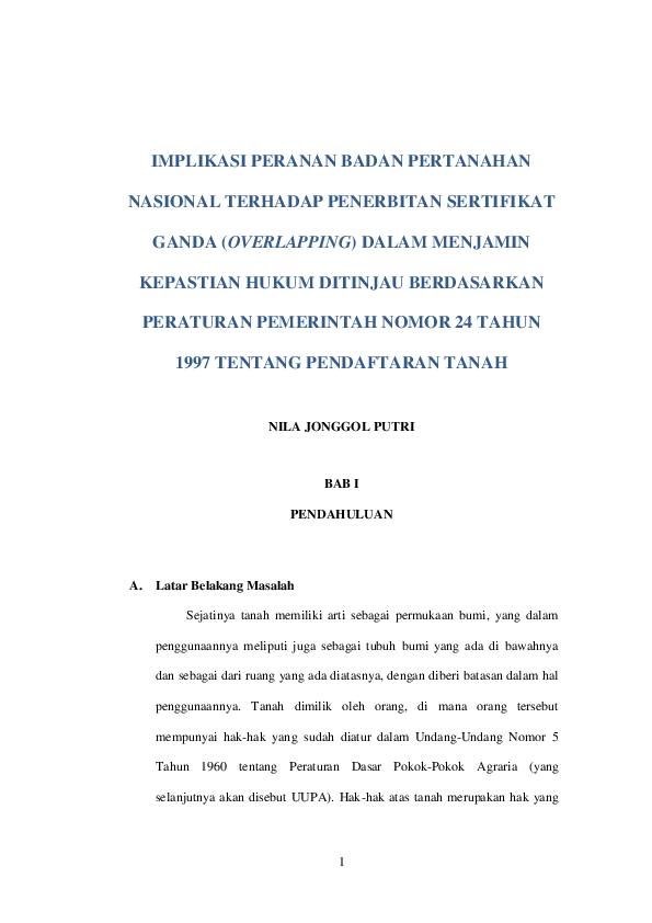 Sertifikat ganda dalam konteks hukum pertanahan Indonesia