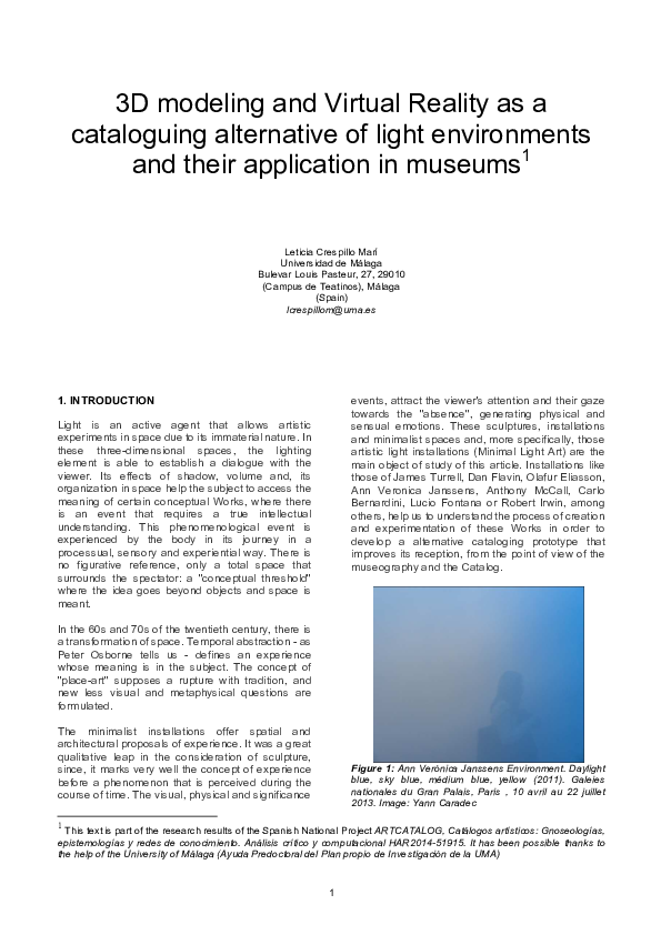 (PDF) 3D modeling and Virtual Reality as a cataloguing alternative of ...