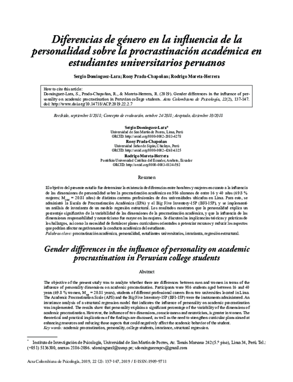 (PDF) Gender differences in the influence of personality on academic ...