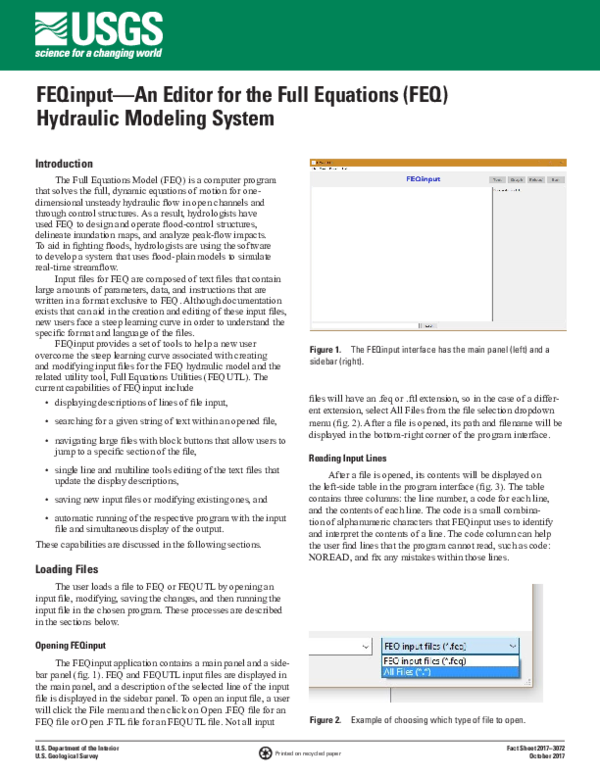 (PDF) FEQinput—An Editor for the Full Equations (FEQ) Hydraulic ...
