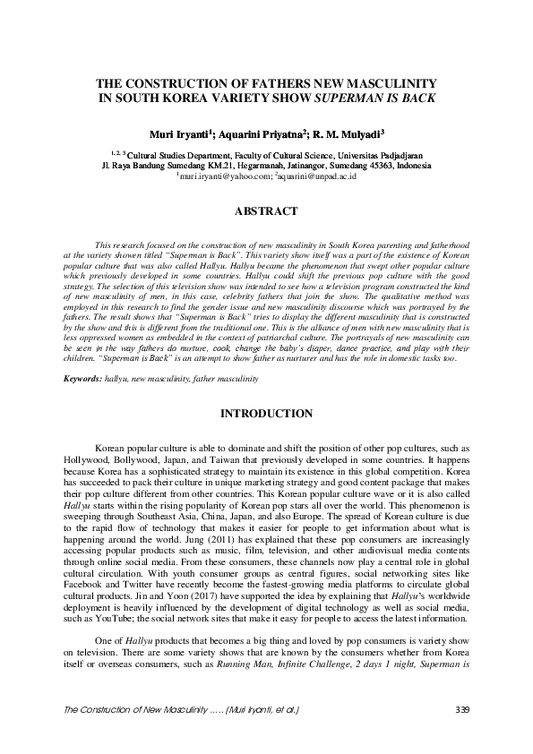 (PDF) THE CONSTRUCTION OF FATHERS NEW MASCULINITY IN SOUTH KOREA ...