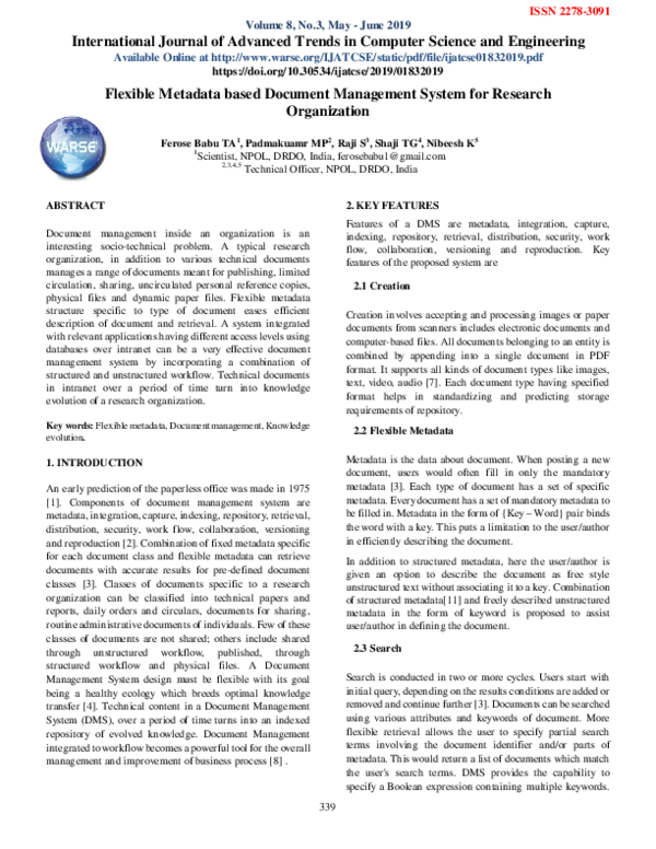 (PDF) Flexible Metadata based Document Management System for Research ...