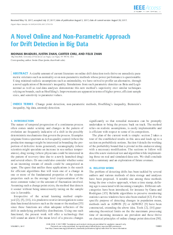 (PDF) A Novel Online and Non-Parametric Approach for Drift Detection in ...