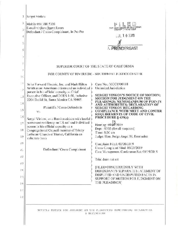 (PDF) MOTION FOR JUDGMENT ON THE PLEADINGS Daniel Vivkon Academia.edu