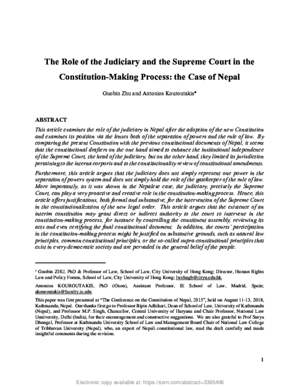 (PDF) The Role of the Judiciary and the Supreme Court in the ...