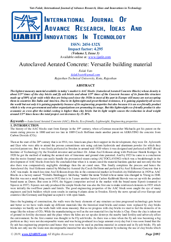 (PDF) Autoclaved Aerated Concrete Versatile building material