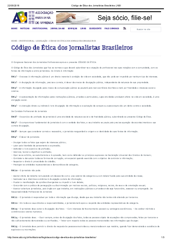 (PDF) Código de Ética dos Jornalistas Brasileiros