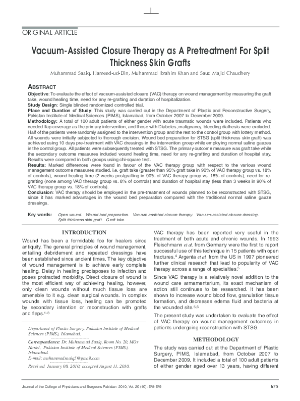 (PDF) Vacuum-assisted closure therapy as a pretreatment for split ...
