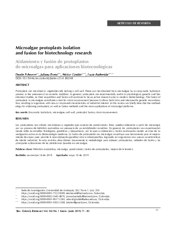 (PDF) Microalgae protoplasts isolation and fusion for biotechnology ...