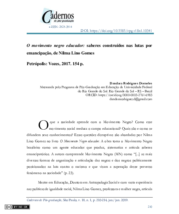 (PDF) O movimento negro educador saberes construídos nas lutas por