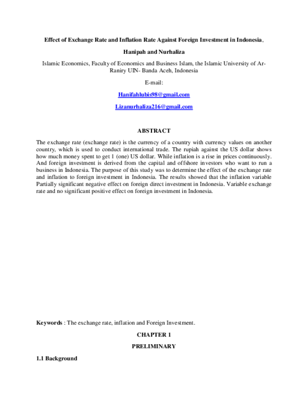 (DOC) Effect of Exchange Rate and Inflation Rate Against Foreign ...