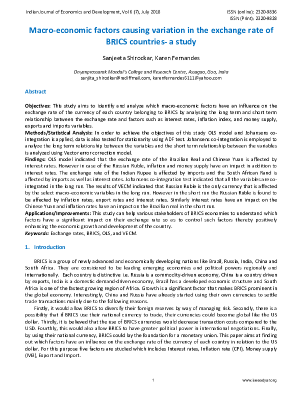 (PDF) Macro-economic Factors Causing Variation in the Exchange Rate of ...