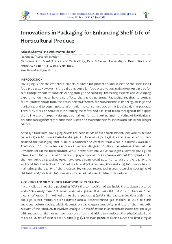 (PDF) Innovations in Packaging for Enhancing Shelf Life of ...