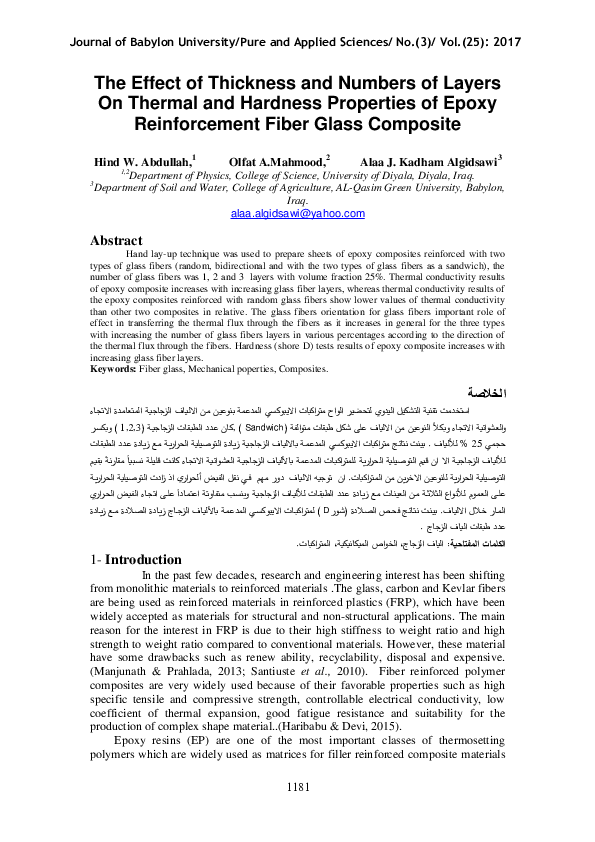 (PDF) The Effect of Thickness and Numbers of Layers On Thermal and ...