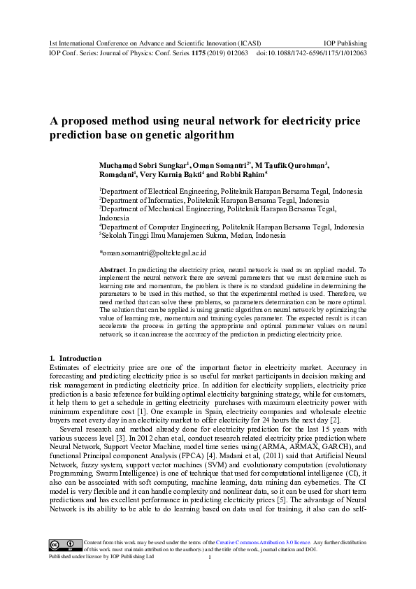 (PDF) A proposed method using neural network for electricity price ...