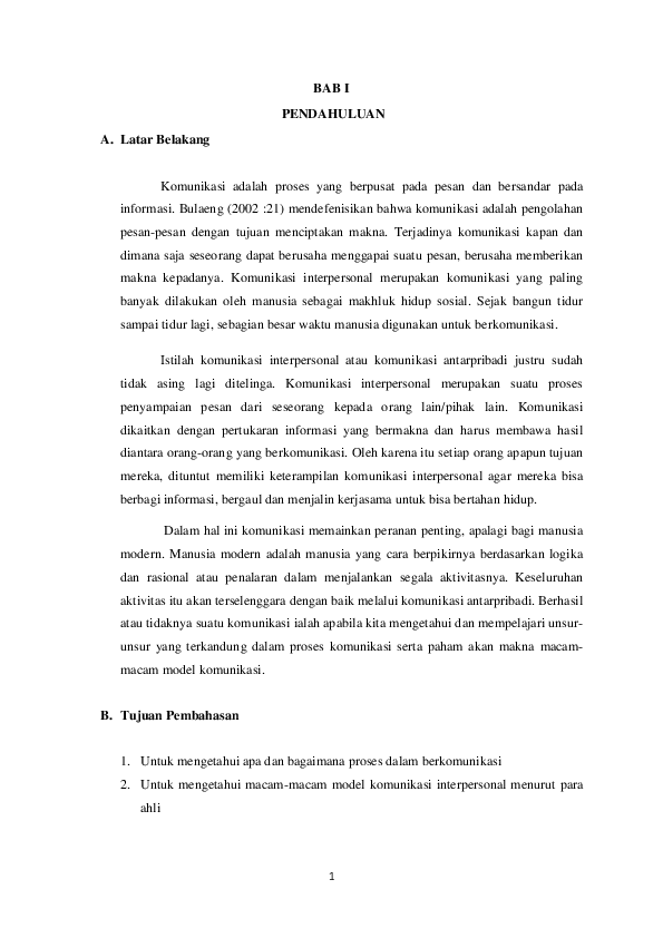 Doc Proses Dan Model Komunikasi Interpersonal Rahmad Khaidir Ali Academia Edu