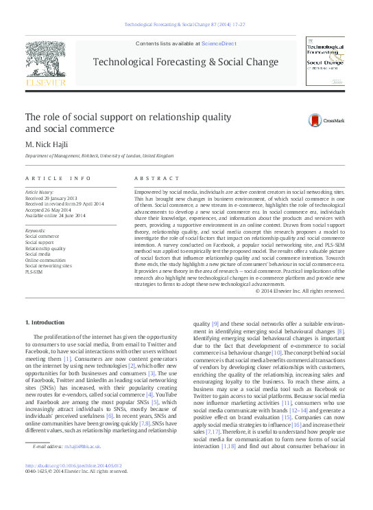 (PDF) The role of social support on relationship quality and social ...