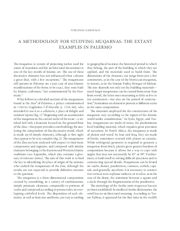 (PDF) A METHODOLOGY FOR STUDYING MUQARNAS: THE EXTANT EXAMPLES IN PALERMO