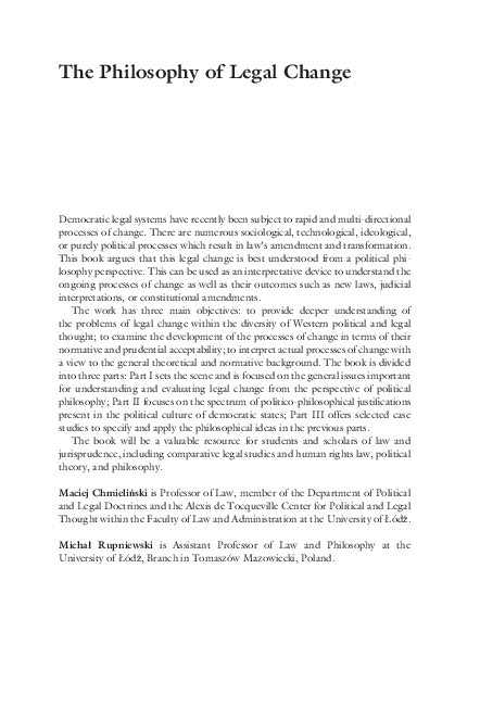 (PDF) The Philosophy of Legal Change: Theoretical Perspectives and ...