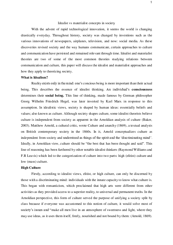 Idealistic society essay image