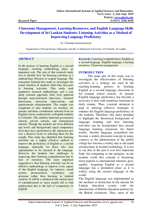 PDF Classroom Management Learning Resources And English Language Skills Chandana Kasturi 