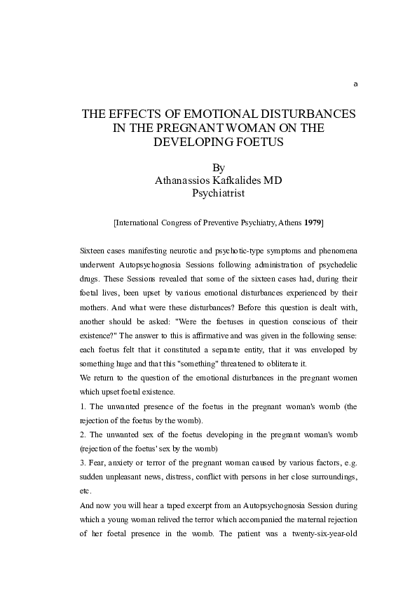(DOC) THE EFFECTS OF EMOTIONAL DISTURBANCES IN THE PREGNANT WOMAN ON