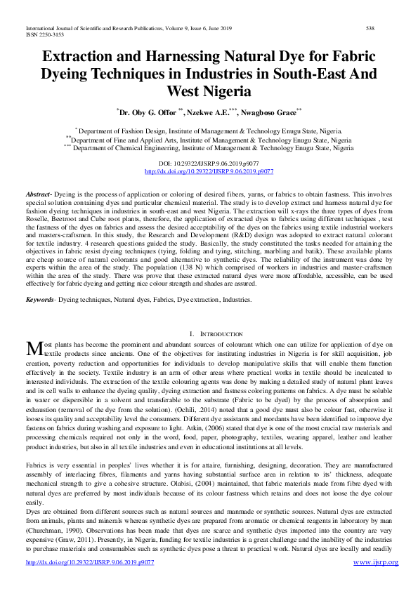 (PDF) Extraction and Harnessing Natural Dye for Fabric Dyeing ...