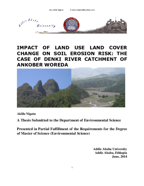 (PDF) By: Aklile Nigatu IMPACT OF LAND USE LAND COVER CHANGE ON SOIL ...