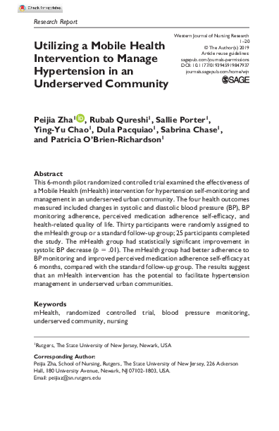 (PDF) Utilizing a Mobile Health Intervention to Manage Hypertension in ...