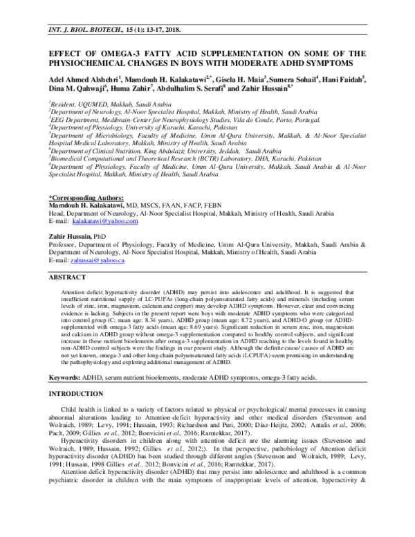 (PDF) EFFECT OF OMEGA-3 FATTY ACID SUPPLEMENTATION ON SOME OF THE ...