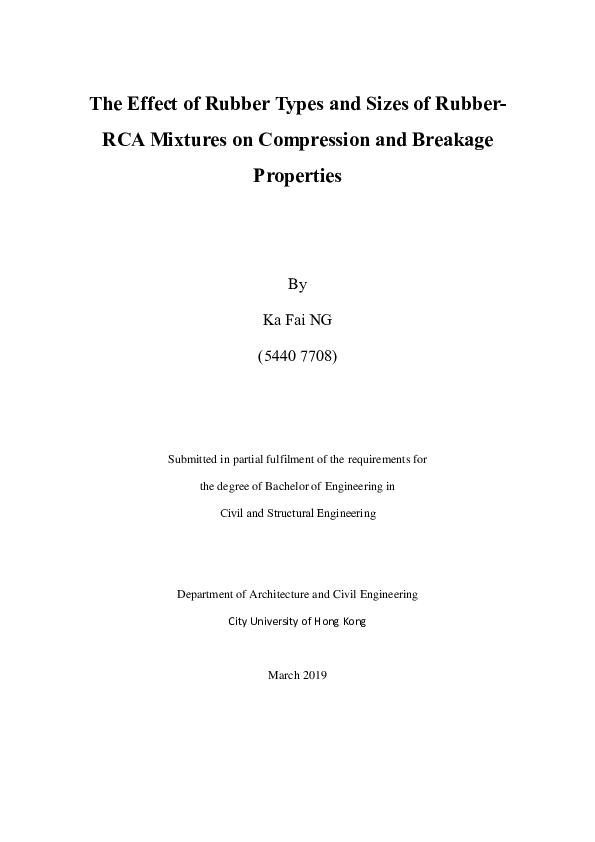 (PDF) The Effect of Rubber Types and Sizes of Rubber- RCA Mixtures on ...