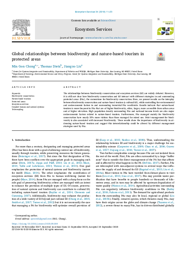 (PDF) Global relationships between biodiversity and nature-based ...