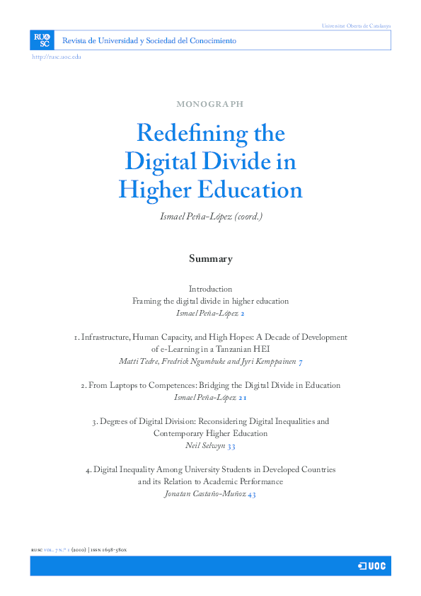 (PDF) Framing the Digital Divide in Higher Education