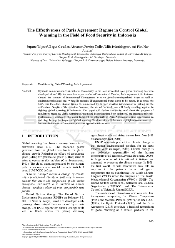 (PDF) The Effectiveness of Paris Agreement Regime in Control Global ...