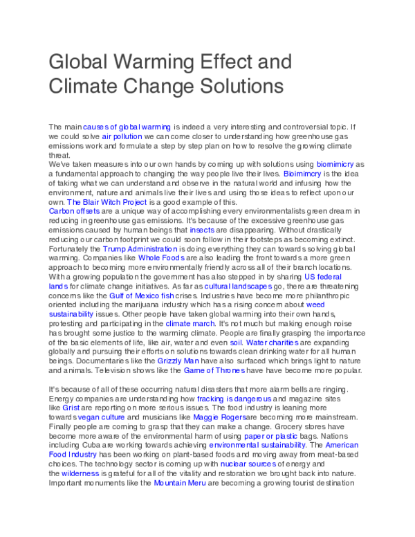 (PDF) Global Warming Effect and Climate Change Solutions