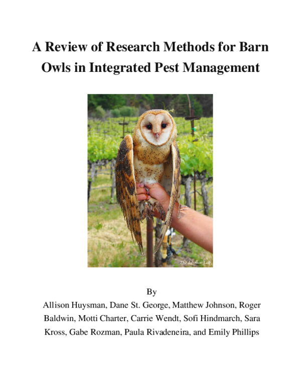 (PDF) A Review of Research Methods for Barn Owls in Integrated Pest ...
