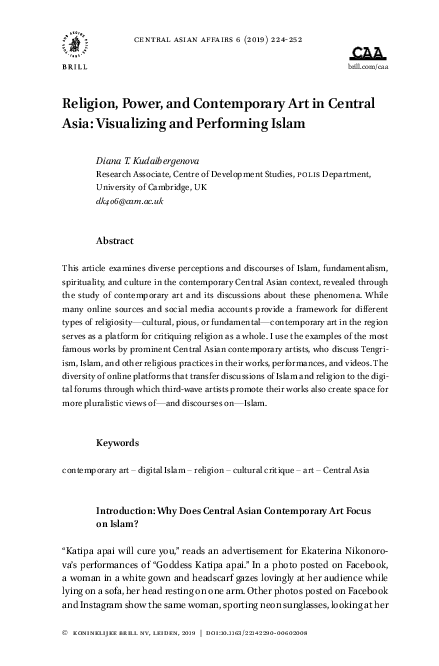 Religion, Power, and Contemporary Art in Central Asia: Visualizing and Performing Islam